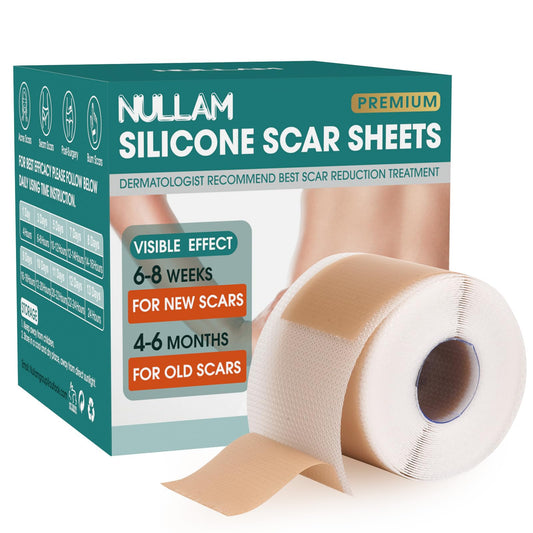 Nullam Silicone Scar Sheets & Tape – Reusable, Breathable Scar Care (1.6 x 158 in)