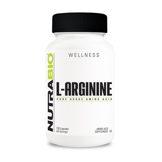 NutraBio L-Arginine 750mg – Nitric Oxide Precursor, Blood Flow & Muscle Growth | 120 Capsules