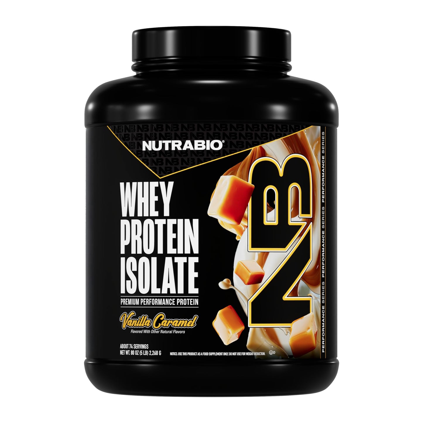 NutraBio 100% Whey Protein Isolate – 25g Protein, Complete Amino Acid Profile, Non-GMO, Soy & Gluten Free, Low Carb, Vanilla Caramel, 5 Lbs