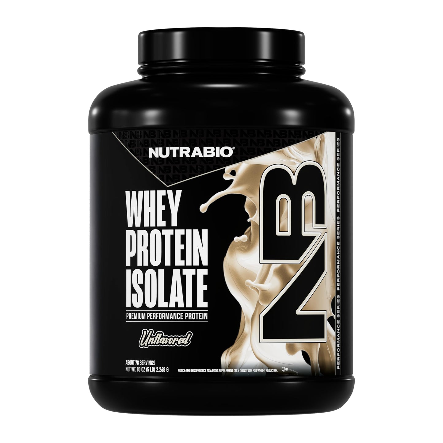 NutraBio 100% Whey Isolate Protein Powder – 25g Protein per Serving, Non-GMO, Gluten & Soy Free, Low Carb & Low Calorie, 5 Lbs (Raw Unflavored)