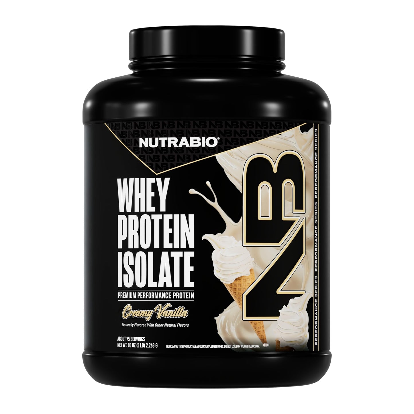 NutraBio 100% Whey Protein Isolate Powder – 25g Protein, Low Carb, Soy & Gluten Free, Creamy Vanilla, 5 Lbs