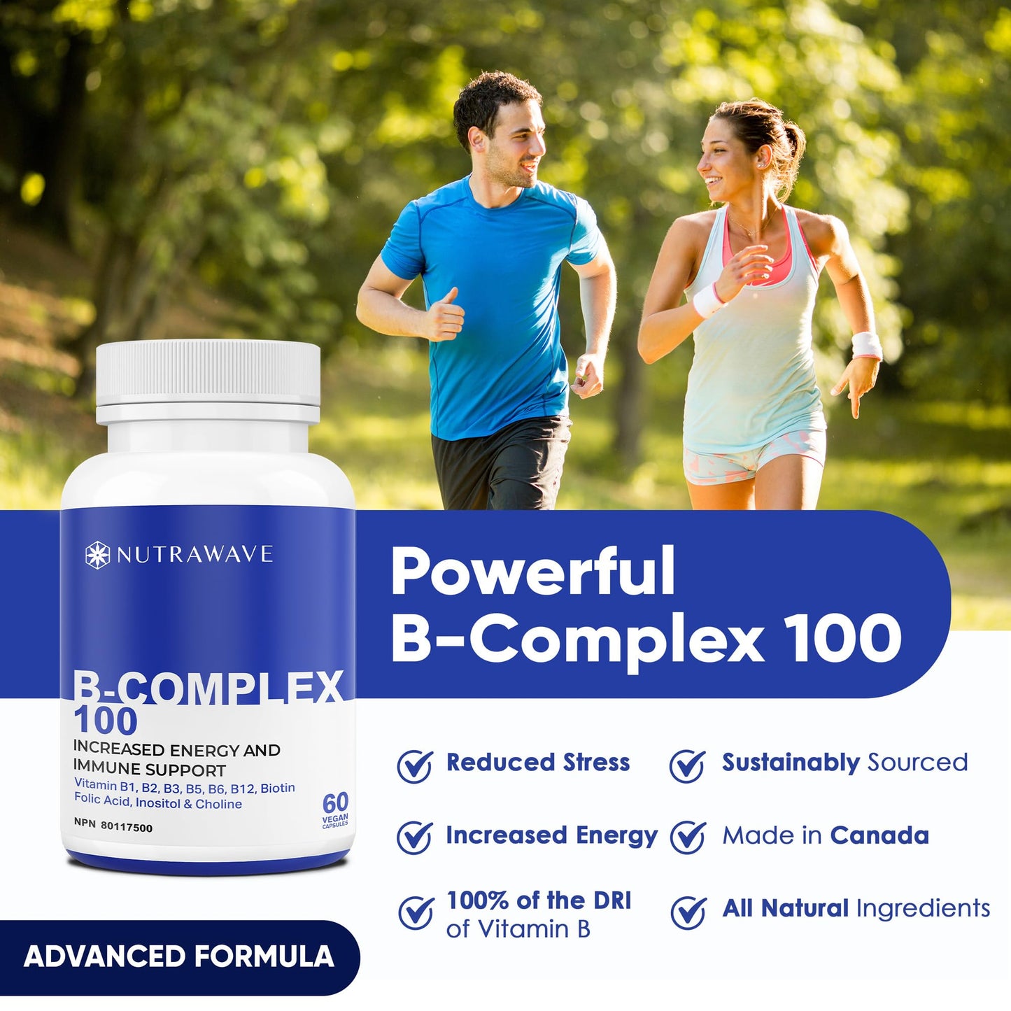 Nutrawave Vitamin B Complex 9 B Vitamins – 60 Capsules | Vegan, Energy & Immunity Support
