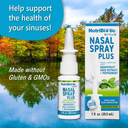 NutriBiotic Nasal Spray Plus 1 Fl Oz – Drug-Free Nasal Lubricant with GSE, Xylitol & Botanicals