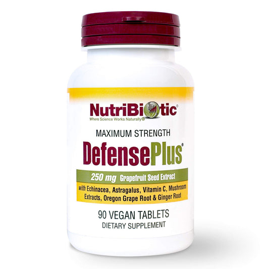 NutriBiotic DefensePlus 90 قرص – 11 في 1 دعم مناعي، نباتي وخالٍ من الجلوتين