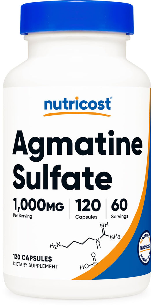Nutricost Agmatine Sulfate 1000mg – 120 capsule | Senza glutine, non OGM