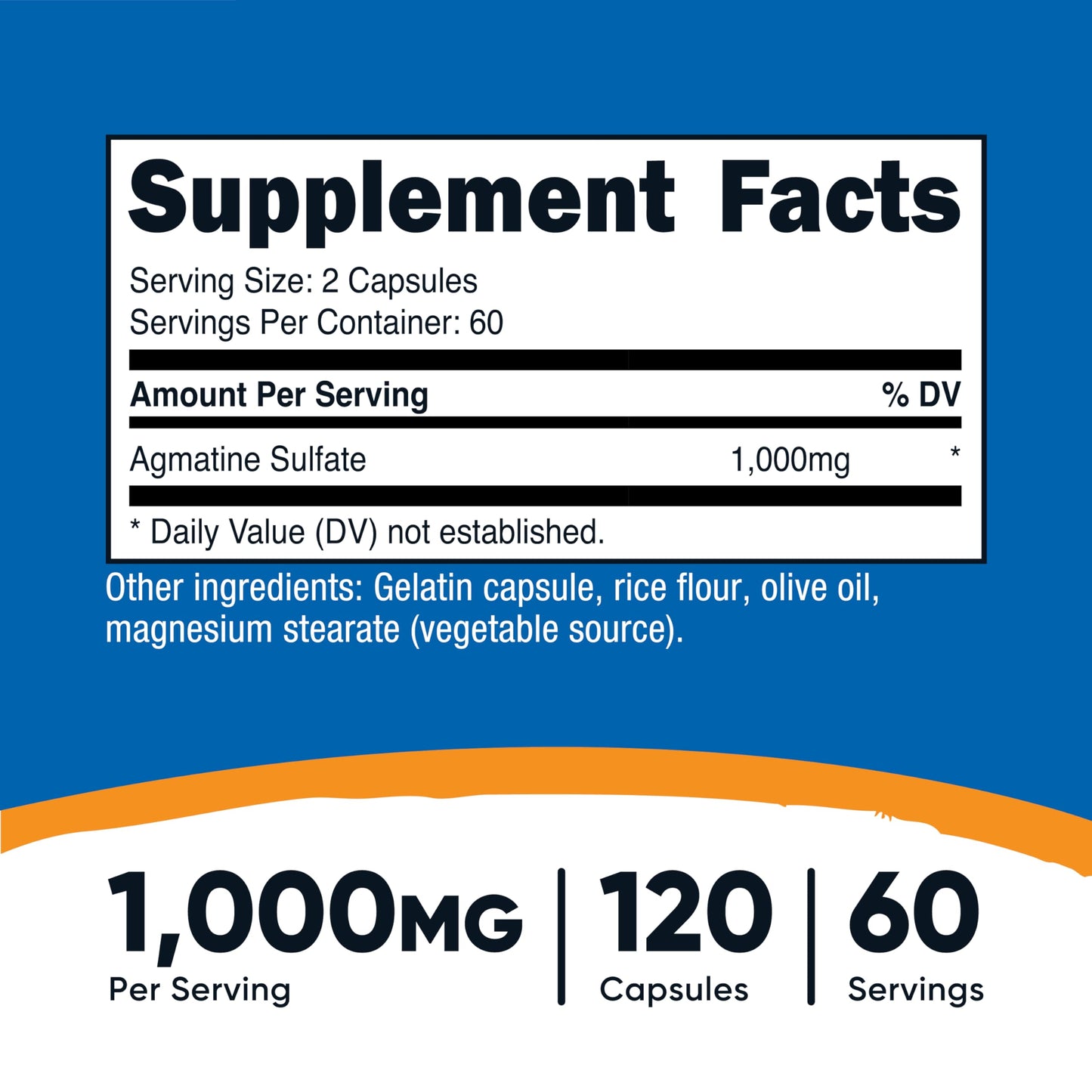 Nutricost Agmatine Sulfate 1000mg – 120 Caps | Gluten Free, Non-GMO