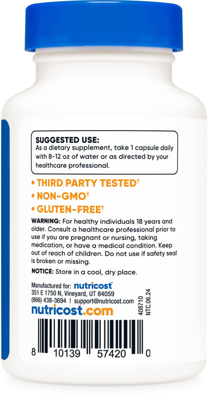 Nutricost Ashwagandha Root Extract 600mg - 30 Vegetarian Capsules | Non-GMO, Gluten Free