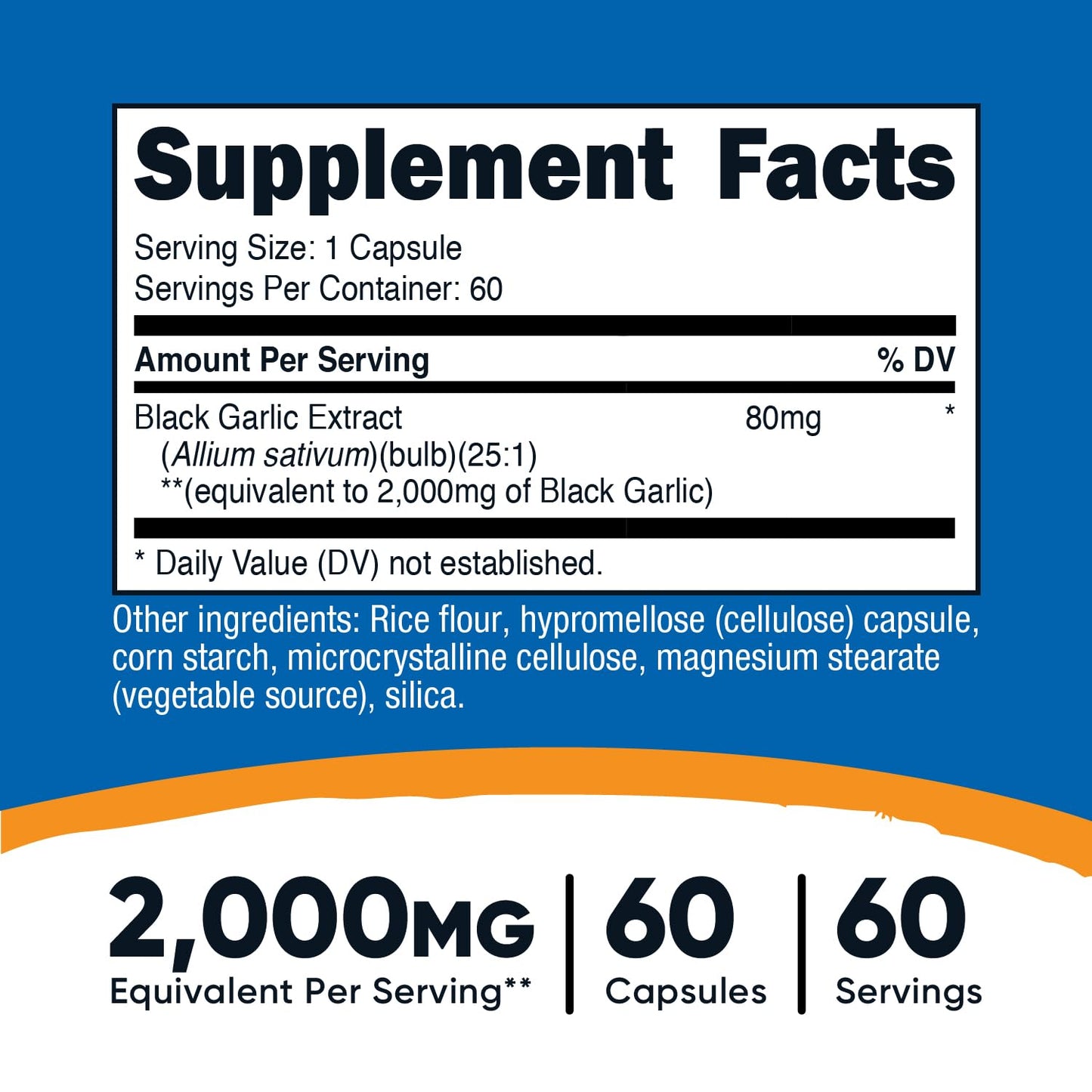 Nutricost Black Garlic (2,000 mg Equivalent) 60 Capsules - Aged Black Garlic Extract