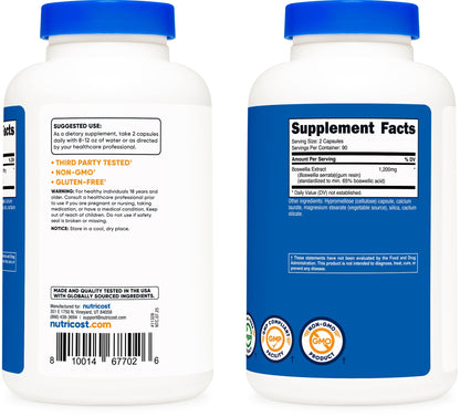 Nutricost Boswellia Extract Capsules 1200 mg | 180 Caps – Vegan, Gluten Free, Non-GMO
