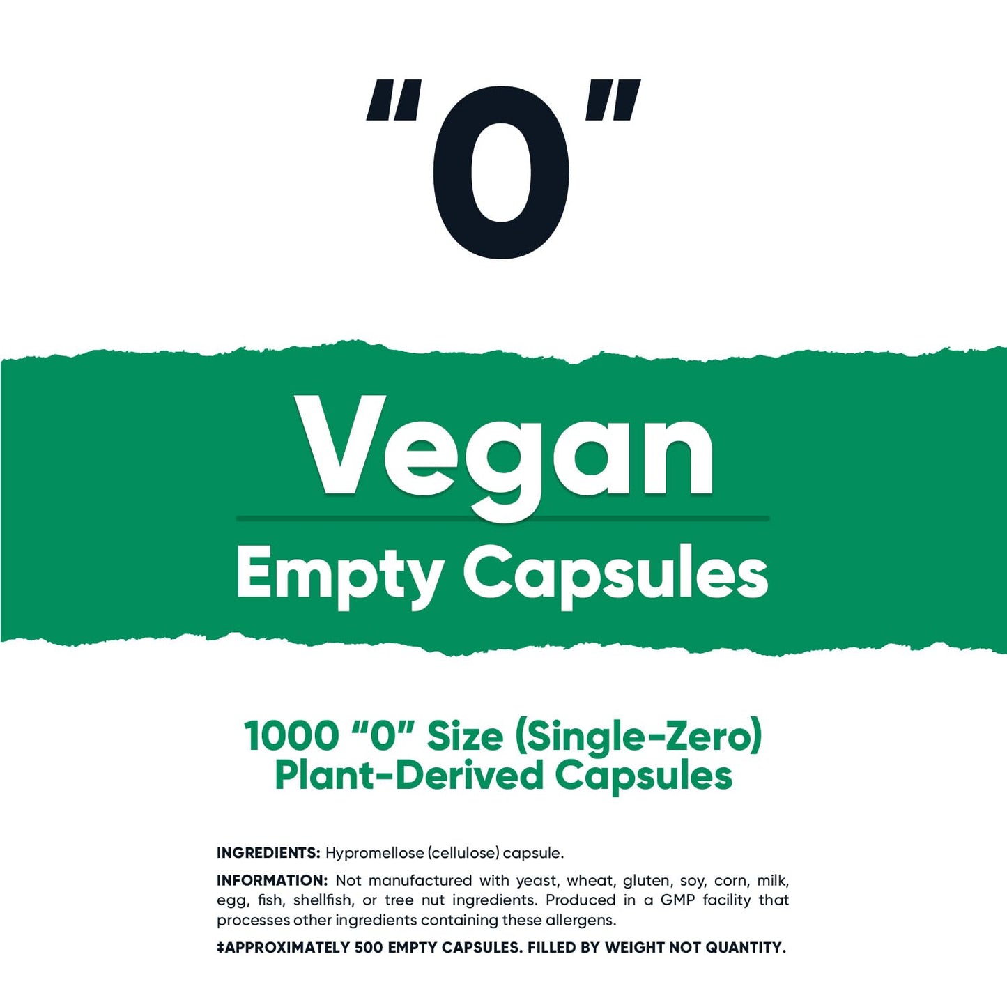 Nutricost Size 0 Empty Capsules - 1,000 Clear Plant-Based Capsules (Kosher, Halal, Non-GMO)