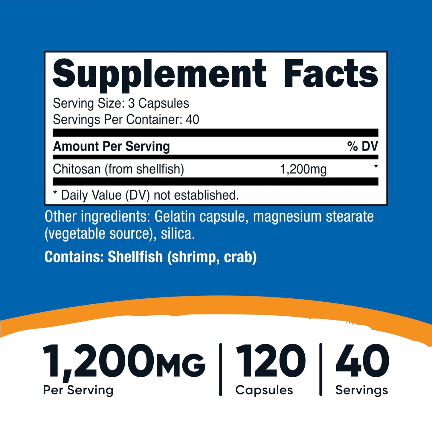 Nutricost Chitosan Supplement (1,200mg) – 120 Capsules | 40 Servings | Gluten & GMO-Free