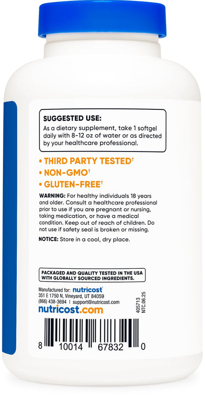 Nutricost Cod Liver Oil 1000mg, 120 Softgels – Non-GMO & Gluten Free
