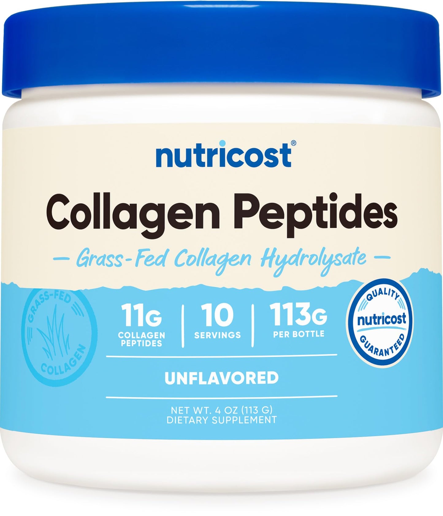 Nutricost Collagen Peptides Powder 4 oz Unflavored | Type I & III, Grass-Fed