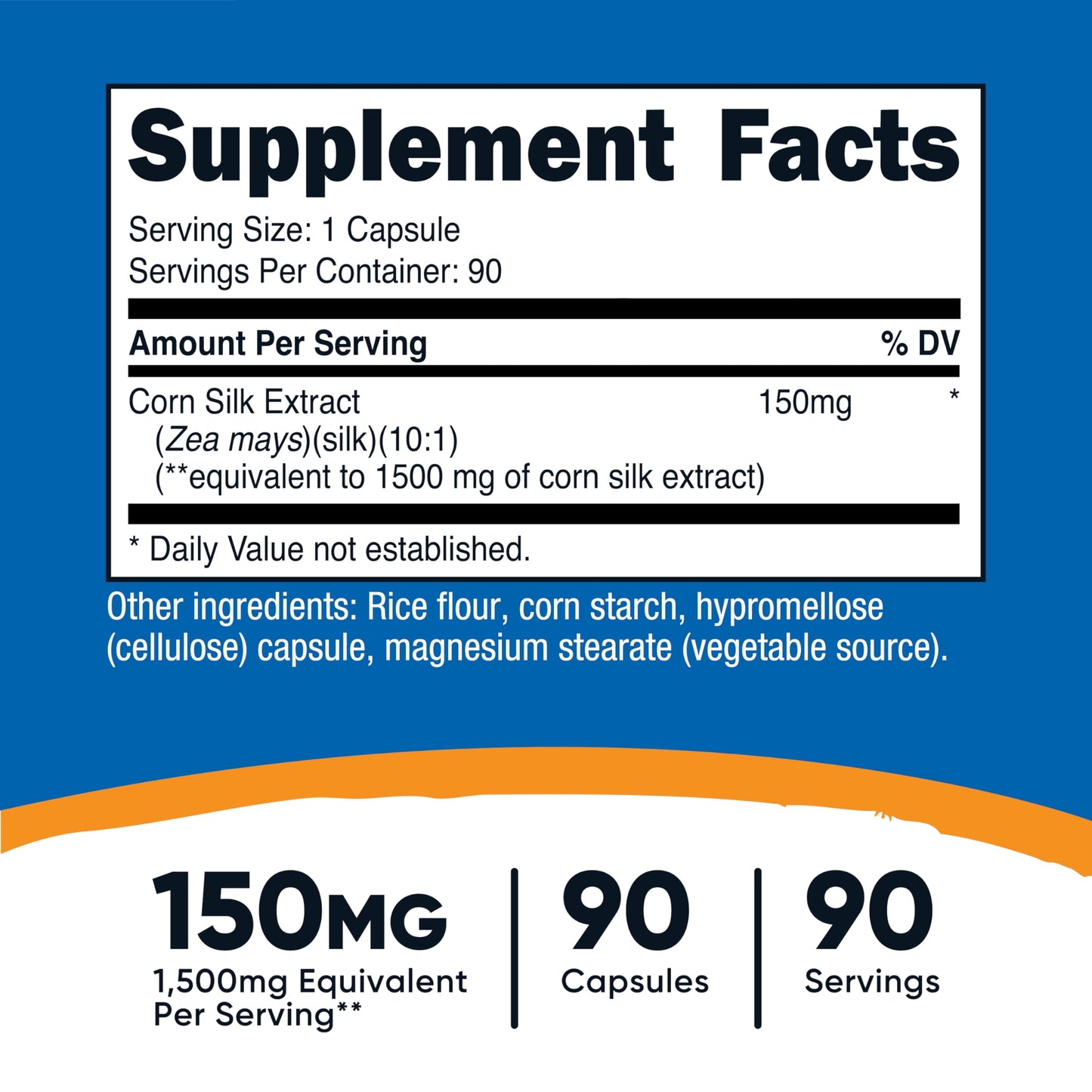 Nutricost Corn Silk (150mg) 90 Capsules - Corn Silk Extract, Vegan, Gluten-Free, GMO-Free