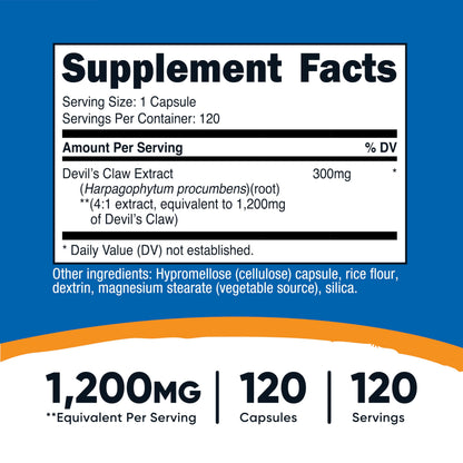 Nutricost Devils Claw 1200mg - 120 Veggie Caps - Non-GMO & Gluten Free