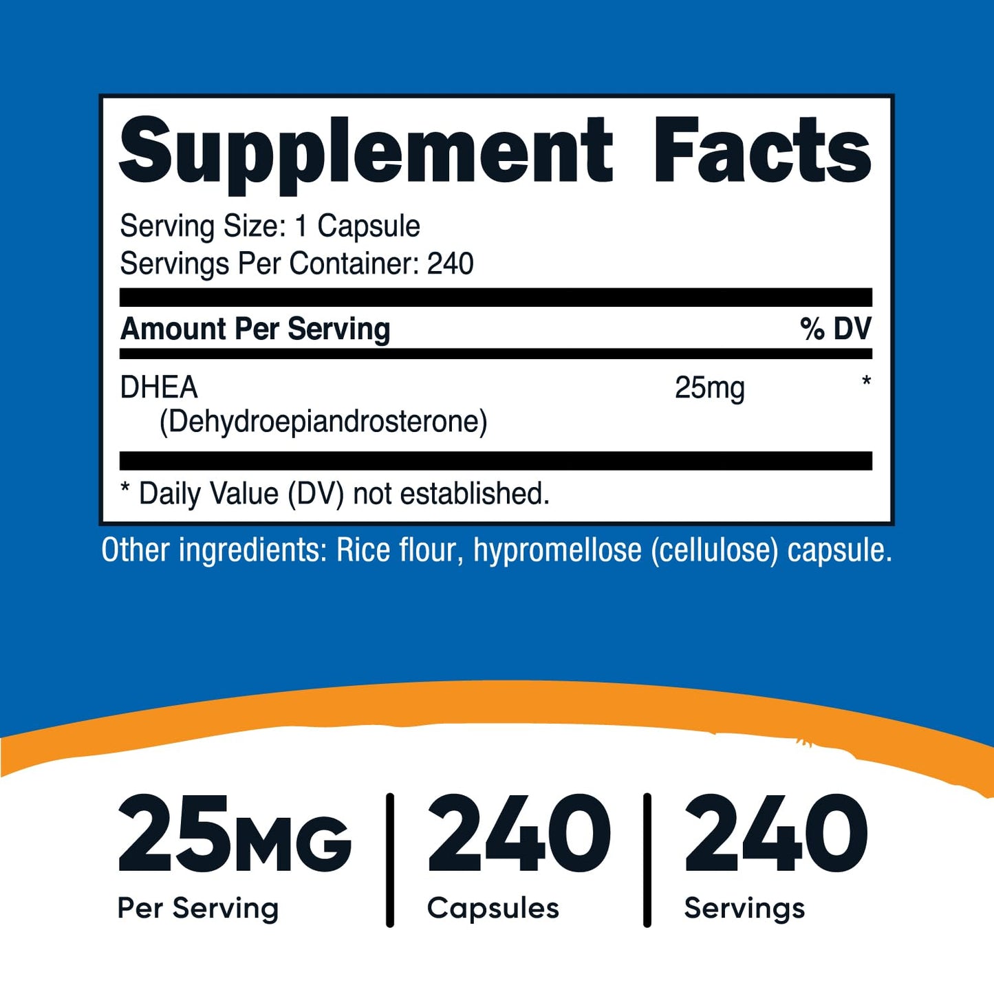 Nutricost DHEA 25mg – 240 Capsules, Gluten Free, Soy Free, Non-GMO