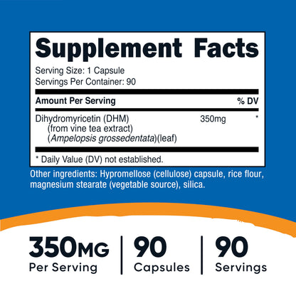 Nutricost Dihydromyricetin (DHM) Capsules 350mg – 90 Capsules, Vegan, Non-GMO, 90 Servings