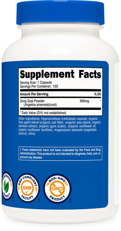 Nutricost Dong Quai 565mg – 120 Vegetarian Capsules (Angelica Sinensis) | Gluten Free & Non-GMO