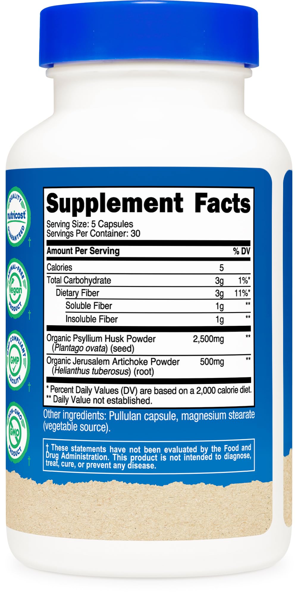 Nutricost Fiber Capsules – Organic Psyllium Husk & Jerusalem Artichoke, 150 Caps