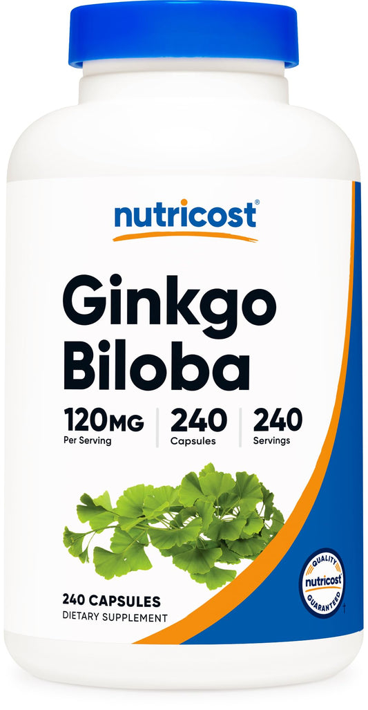 Nutricost الجنكة بيلوبا 120 ملجم – 240 كبسولة | قوة مضاعفة، خالٍ من الجلوتين وغير معدل وراثيًا