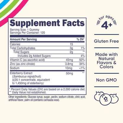 Nutricost Kids Elderberry Gummies (50mg) with Zinc & Vitamin C – 120 Gummies (Gluten Free)