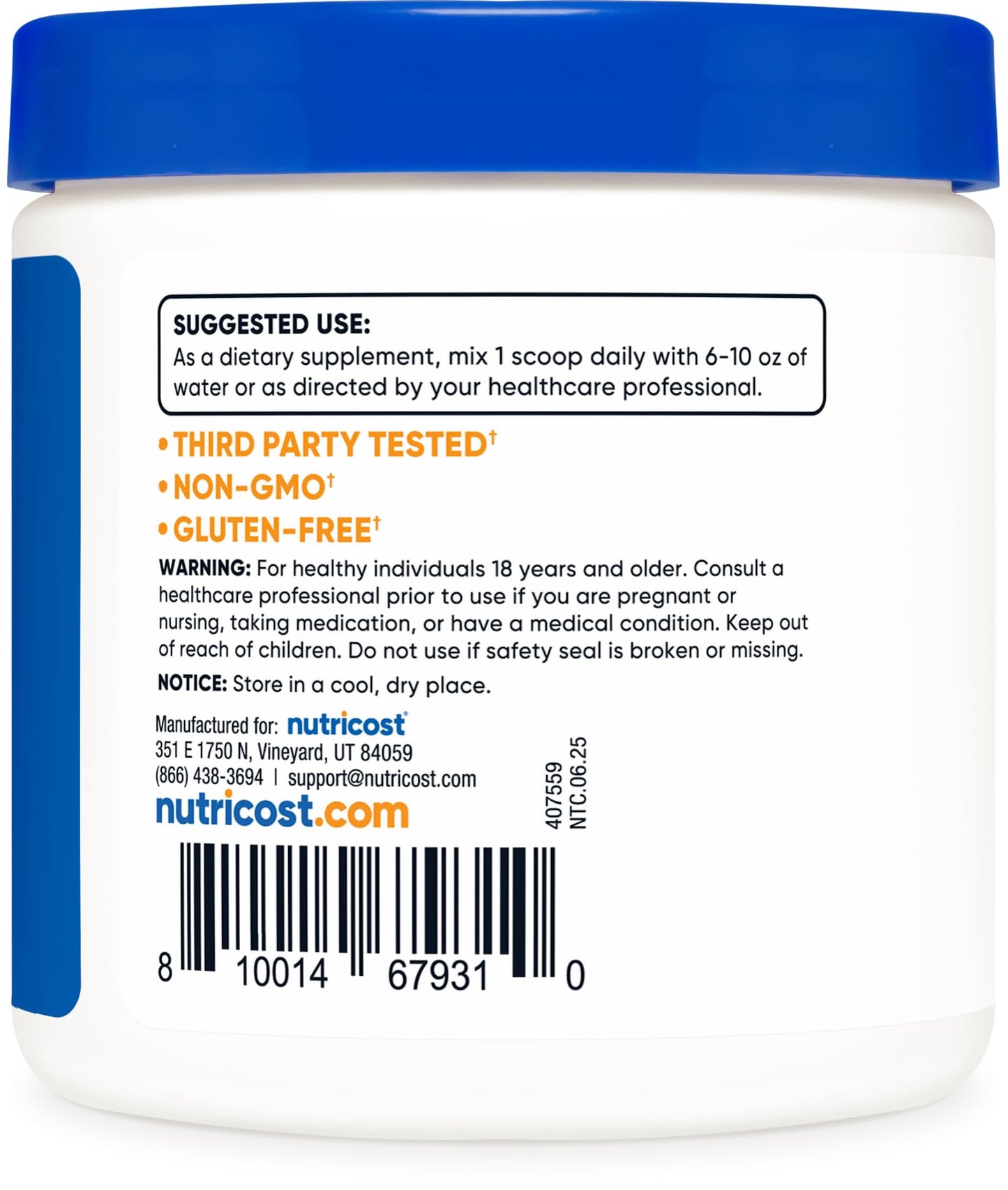 Nutricost L-Carnitine Tartrate Powder 100 g - 1 g per Serving, 100 Servings