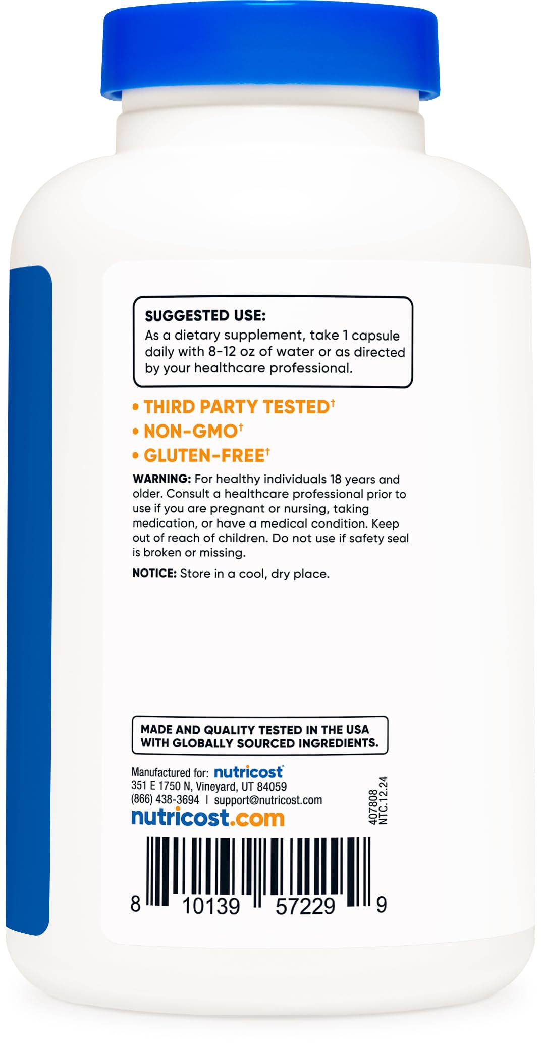 Nutricost L-Phenylalanine 500mg – 180 Capsules | USA Made, GMP Certified