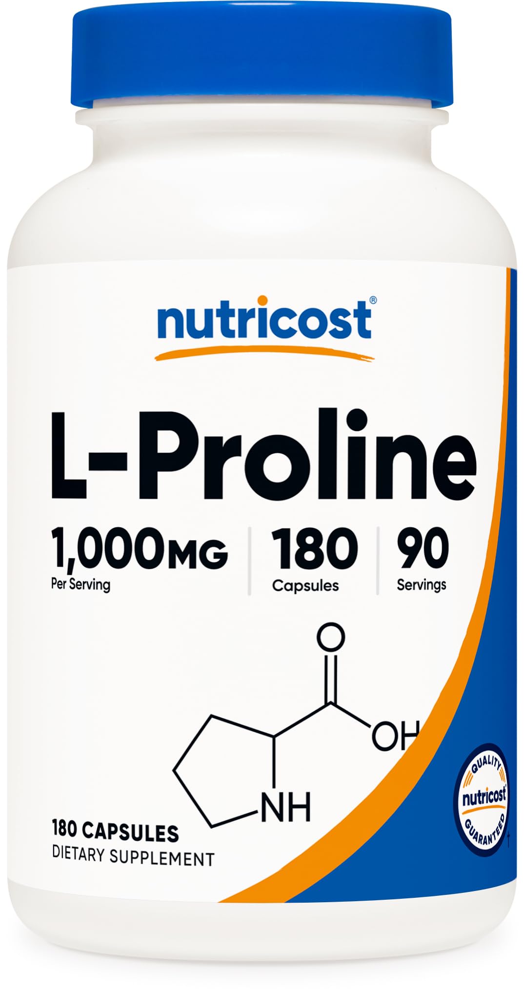 Nutricost L-Proline 1000mg - 180 Capsules (90 Servings) - Non-GMO, Gluten Free
