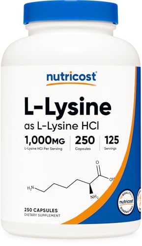 Nutricost L-Lysine 1000mg | 250 Capsules | 500mg per Capsule | Gluten Free & Non-GMO