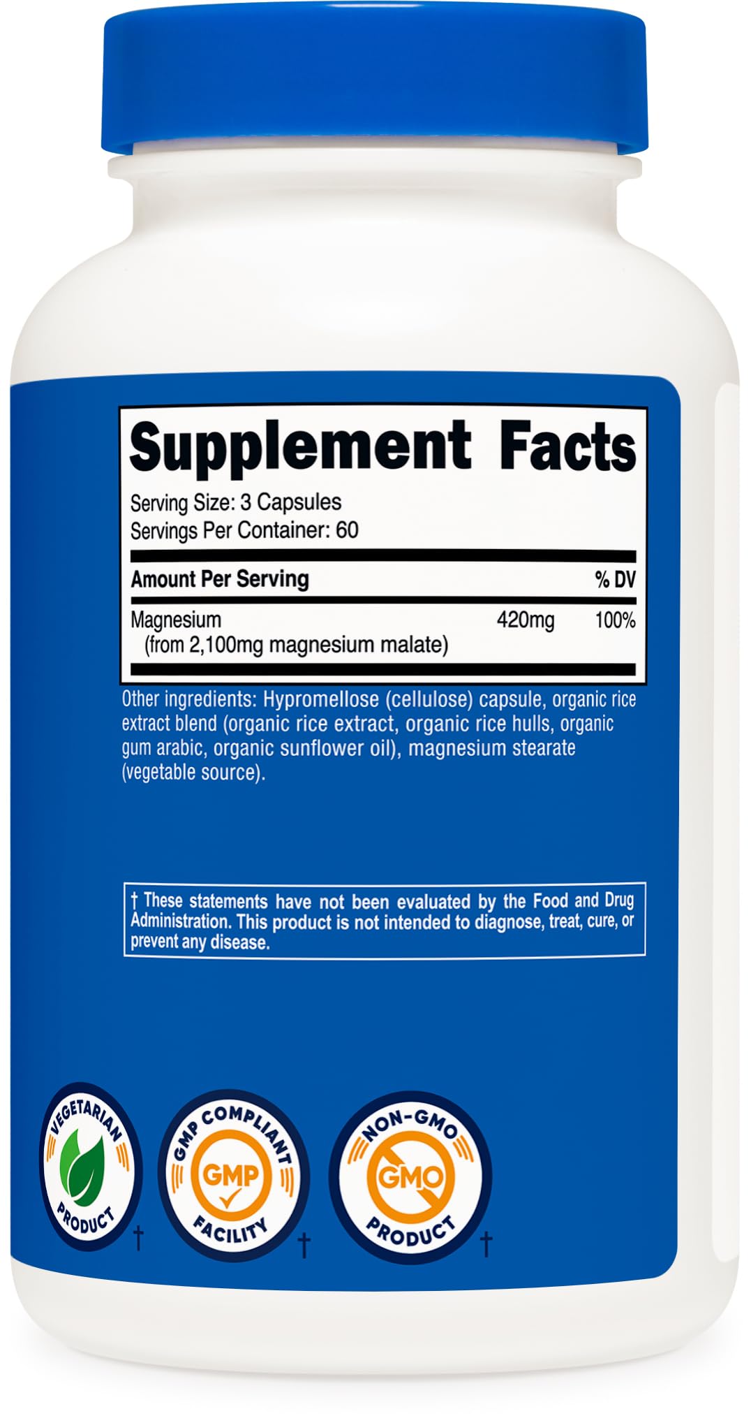 Nutricost Magnesium Malate 2,100mg – 180 Capsules | Vegetarian, Non-GMO, Gluten Free