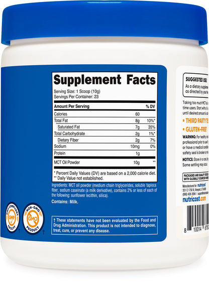 Nutricost MCT Oil Powder .5 LBS – Keto Friendly, Gluten Free