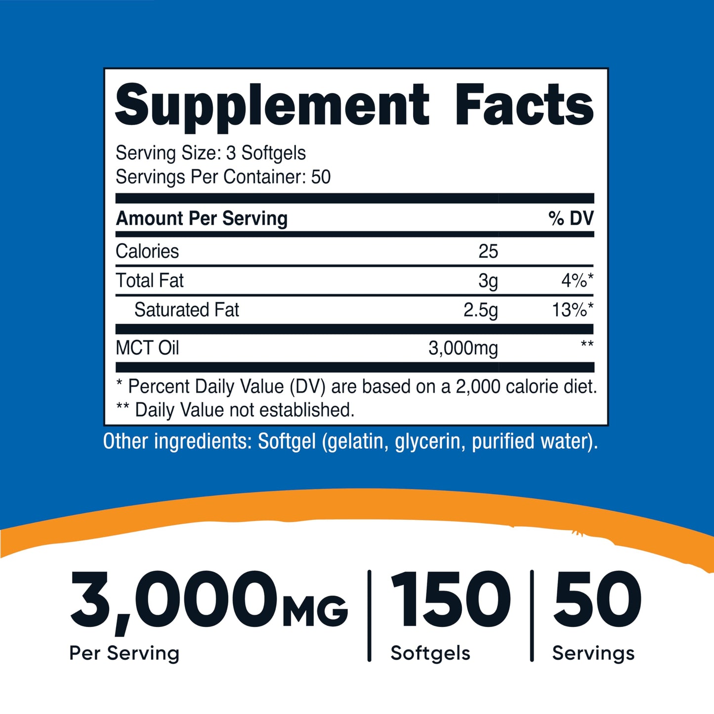 Nutricost MCT Oil Softgels 1000mg, 150 Softgels (3,000mg Serv) – Great for Keto, Ketosis and Ketogenic Diets