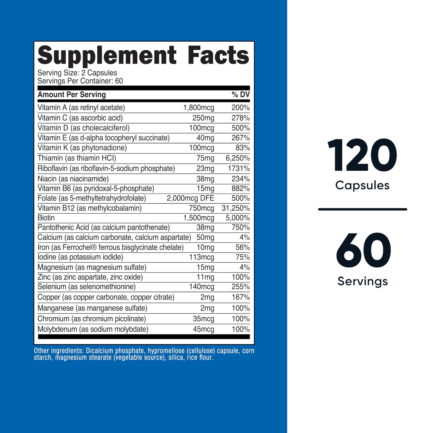 Nutricost Methylated Multivitamin – 120 Capsules, 60 Servings | 23 Vitamins & Minerals
