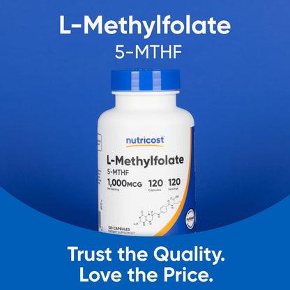 Nutricost Methylfolate 1000mcg - 120 Veg Capsules - Gluten Free, Non-GMO