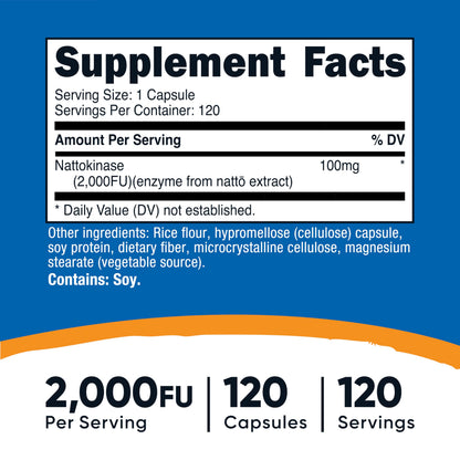 Nutricost Nattokinase 2,000 FU, 120 Capsules – Gluten Free, Non-GMO, Vegetarian Friendly