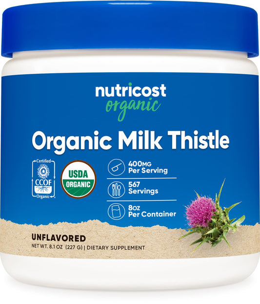 ثيسل الحليب العضوي من نوتريكوست 8 أوقية (غير منكه) - غير معدل وراثيًا، خالٍ من الجلوتين