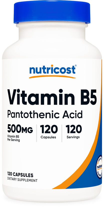 Nutricost Pantothenic Acid (Vitamin B5) 500mg, 120 Capsules | Non-GMO & Gluten Free