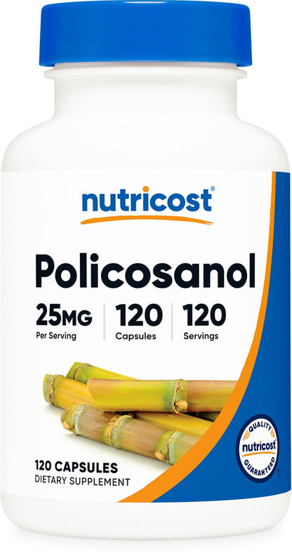 Nutricost Policosanol 25mg - 120 Capsules | Gluten Free, Non-GMO, Vegetarian