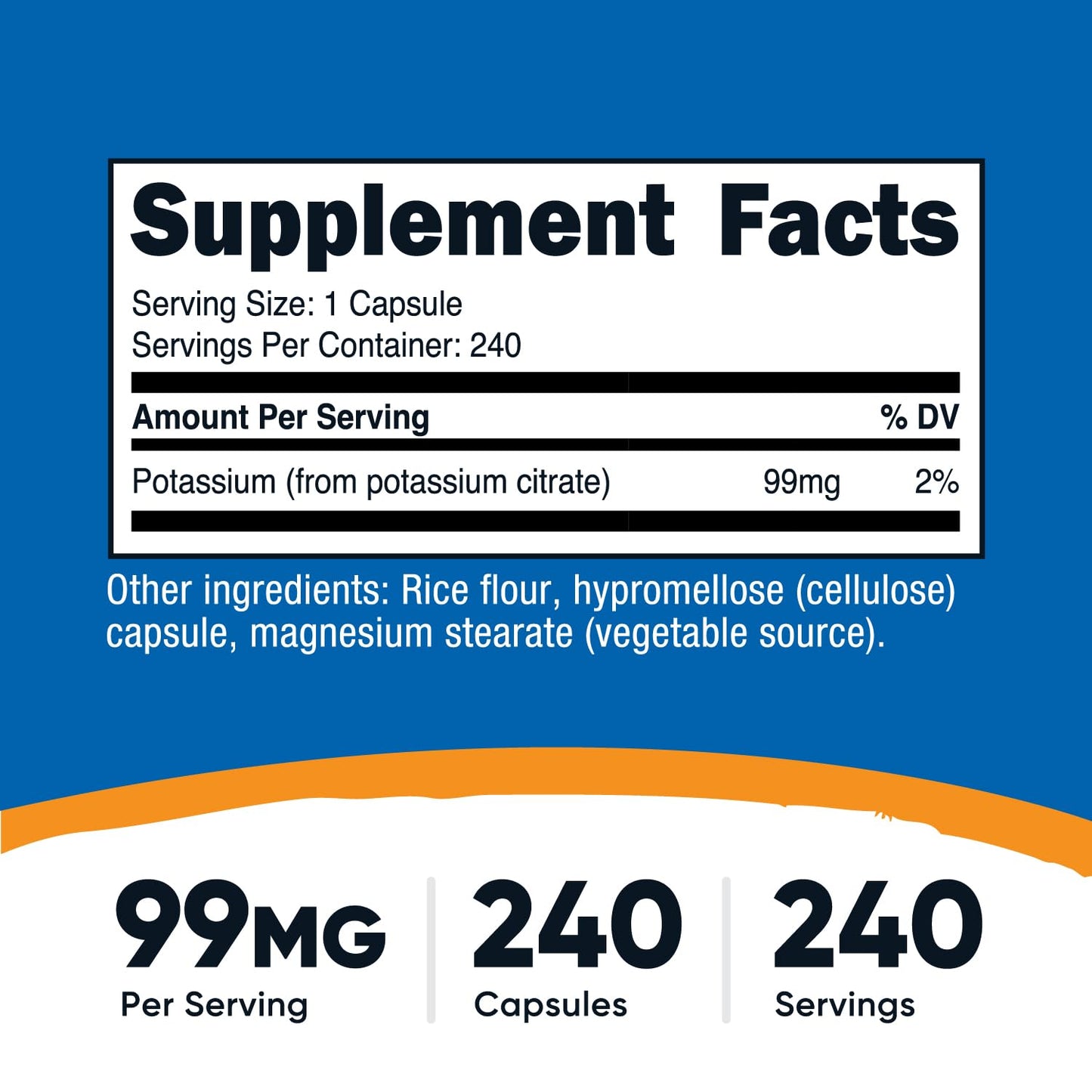 Nutricost Potassium Citrate 99mg, 240 Capsules – Gluten Free, Non-GMO