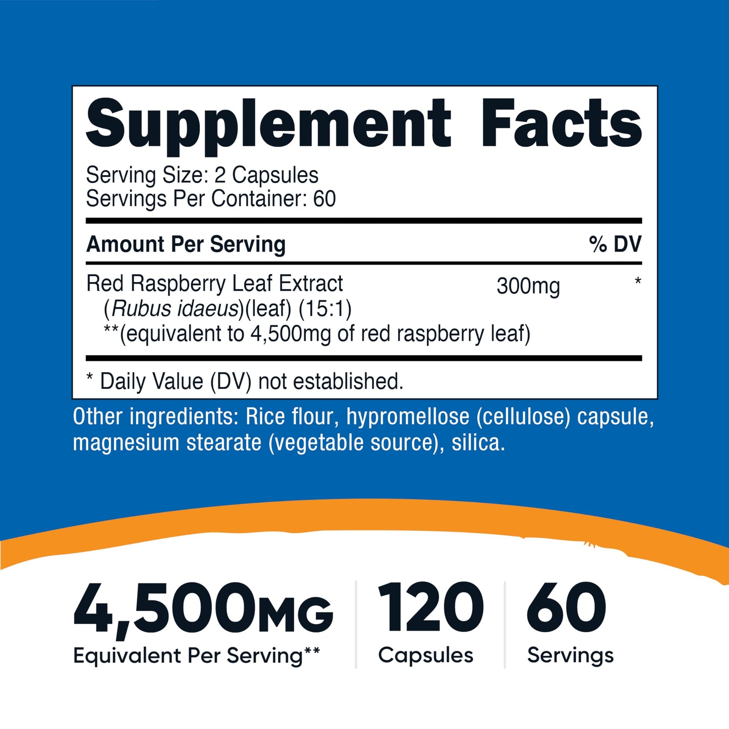 Nutricost Red Raspberry Leaf Extract (4500mg) 120 Capsules | Vegan Supplement