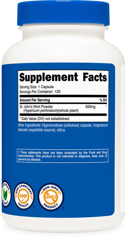 Nutricost St John's Wort Capsules (500mg) – 120 Vegetarian, Gluten Free & Non-GMO