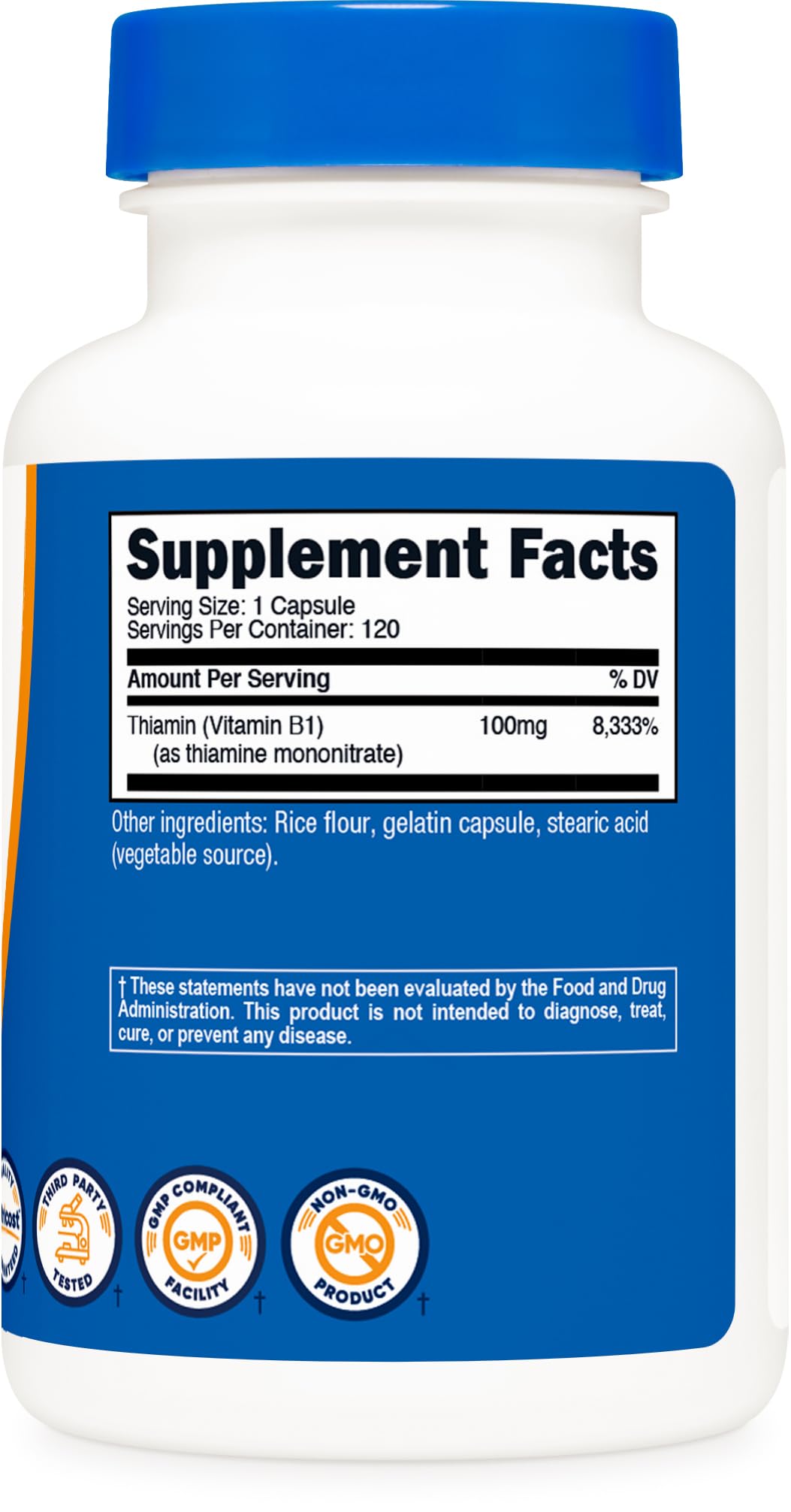 Nutricost Vitamin B1 (Thiamine) 100mg, 120 Capsules - Gluten Free and Non-GMO