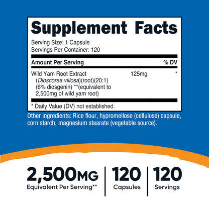 Nutricost Wild Yam Root - 2,500mg Equivalent, 120 Capsules, Vegan & Gluten-Free