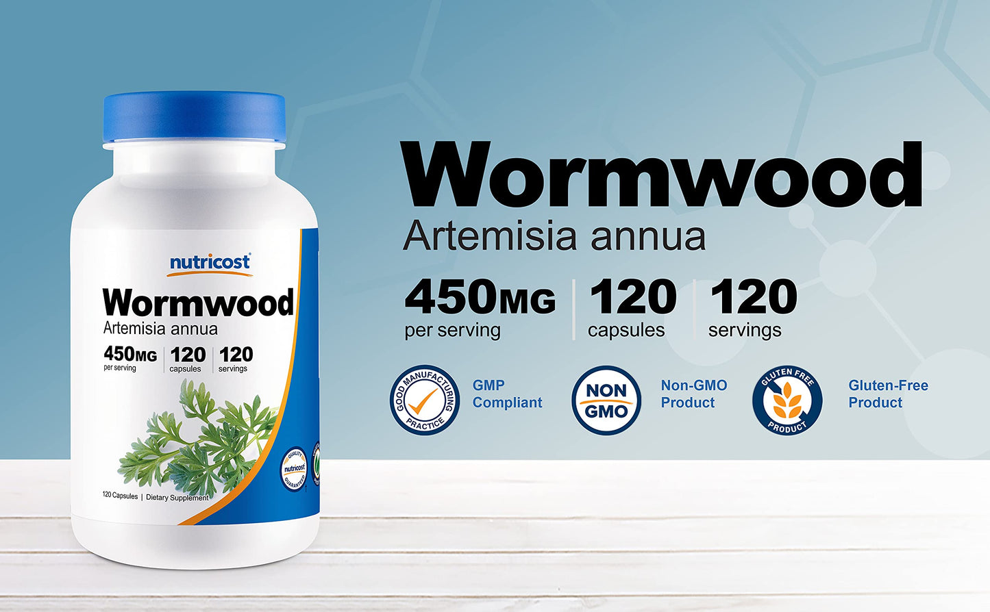 Nutricost Wormwood Capsules 450mg - 120 Count | Vegetarian, Gluten Free, Non-GMO