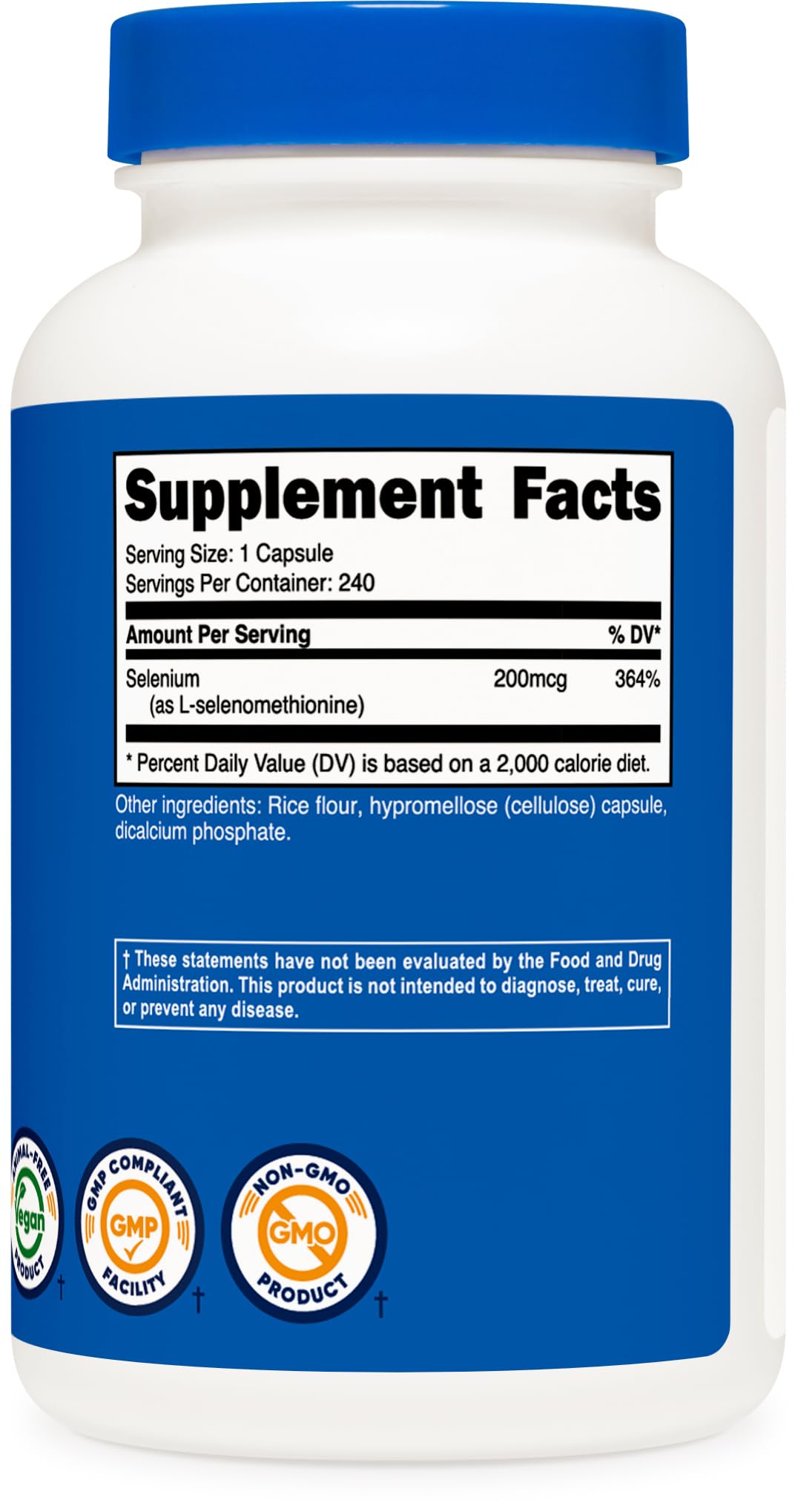 Nutricost Selenium 200mcg – 240 Vegetarian Capsules, Non-GMO, Gluten Free