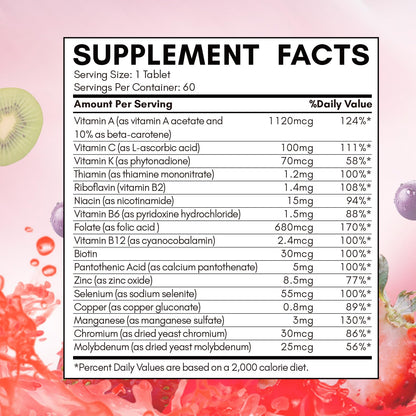 NYO3 Women’s Multivitamin with Zinc & Biotin | Gluten-Free, 60 Day Supply
