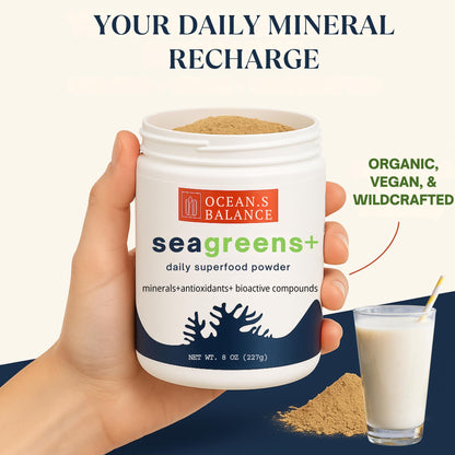 Ocean's Balance Seagreens+ Daily Superfood Powder - Organic Seaweed Greens