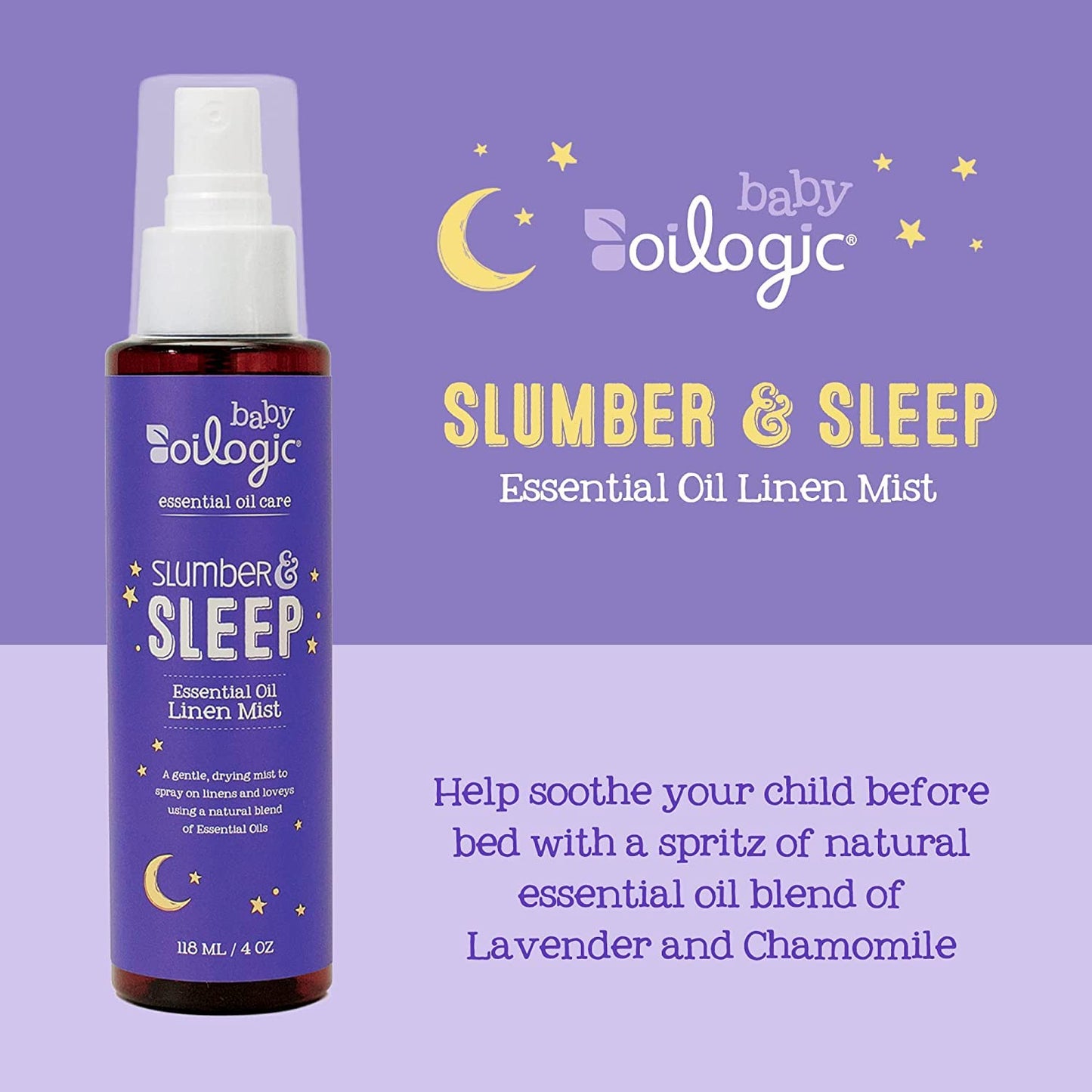 Oilogic Slumber & Sleep Linen Mist for Babies – 2-Pack | 100% Pure Essential Oils