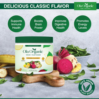 Ola Organic Greens Superfood Powder – 11 Cruciferous Vegetables, Immune Support, 270g Jar