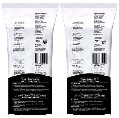 OLAY Regenerist Advanced Anti-Aging Micro-Exfoliating Cleansing Cloths – Pack of 2, 30 Cloths Each